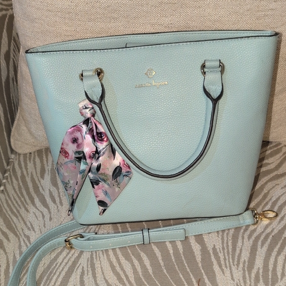 Nanette Lepore Handbags - Nanette Lepore Light Blue Tote with Floral Accent